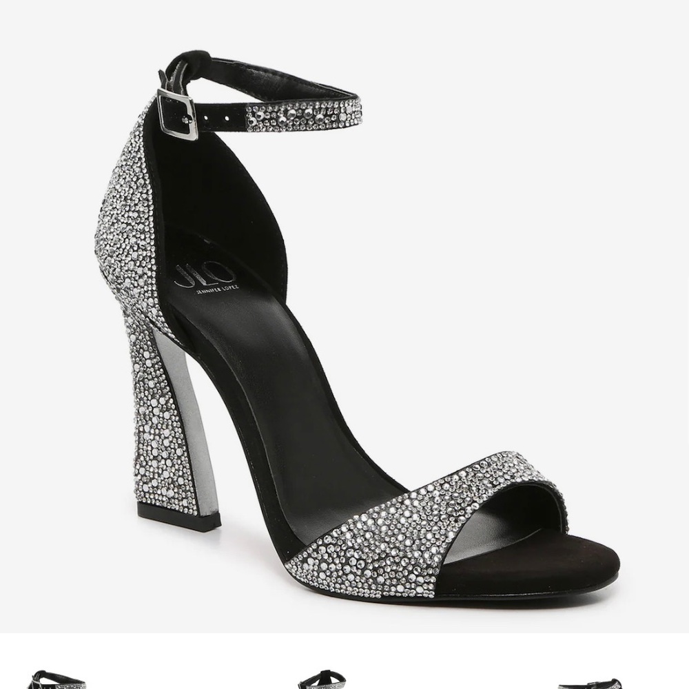 Jennifer Lopez Black with rhinestone dress sandals size 6.5